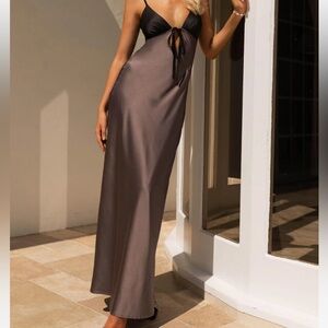 Elegant Black and Brown Maxi Dress